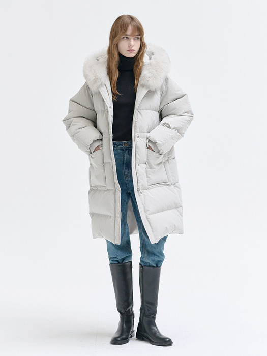 24WN fox down long coat [ECRU]