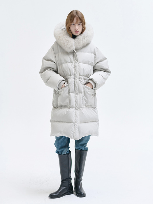 24WN fox down long coat [ECRU]