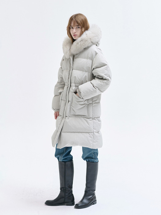 24WN fox down long coat [ECRU]