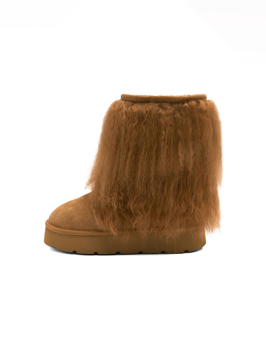 MONGOLIAN LAMB FUR BOOTS_CHESTNUT