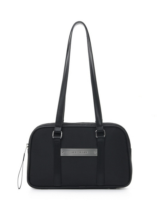 ★NlCK&NLCOLE★ CRYSTAL NYLON COMBI BOSTON BAG_BLACK 닉앤니콜]CRYSTAL NYLON MINI BOSTON BAG_BLACK