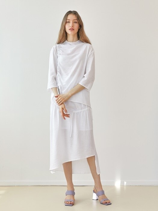 [단독]Shirring blouse - White