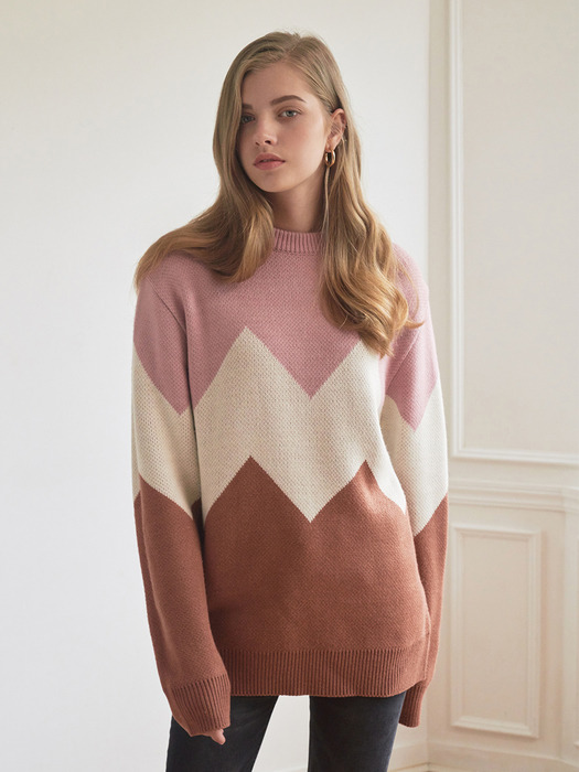 ALPS KNIT (PINK-BROWN)