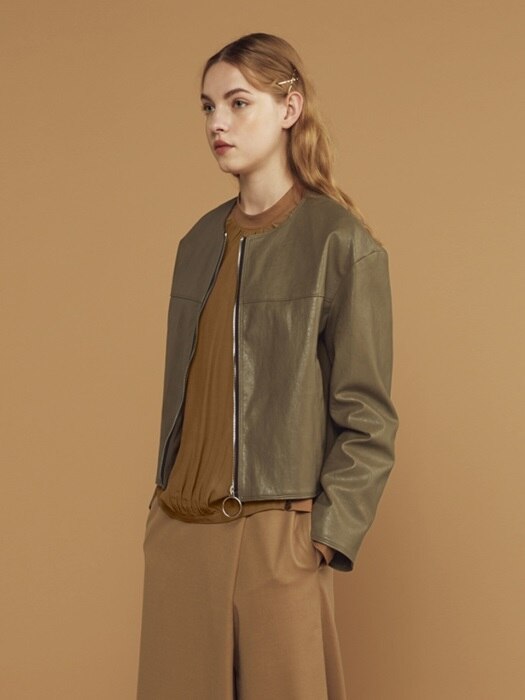 ECO LEATHER BLOUSON_G.BEIGE