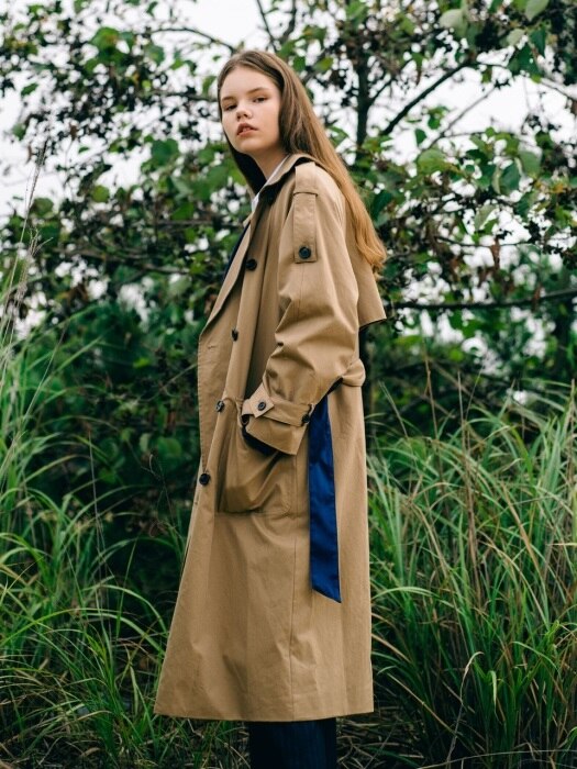 Big Out-Pocket Belted Double Trench Coat