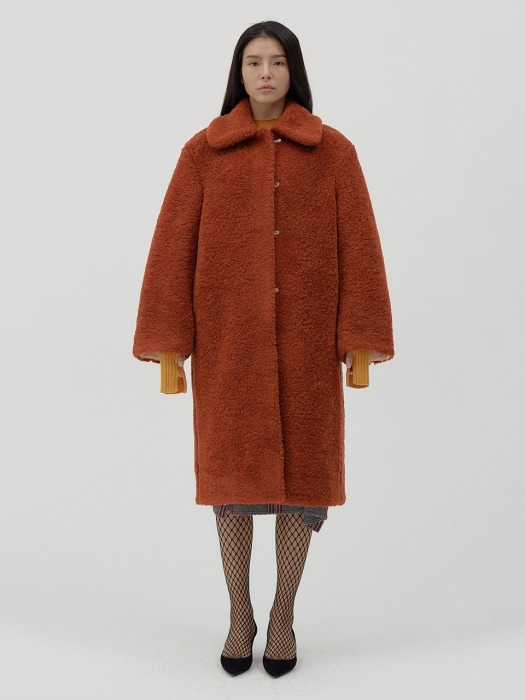 Reversible Faux-shearling oversized coat [rustic orange]