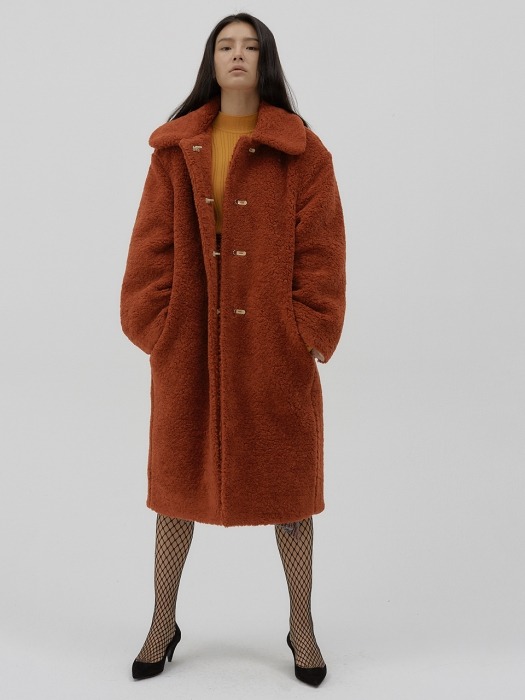 Reversible Faux-shearling oversized coat [rustic orange]