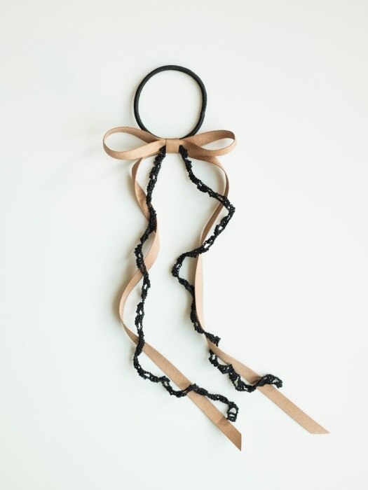 [단독] Hair ribbon knit tie (Camel)