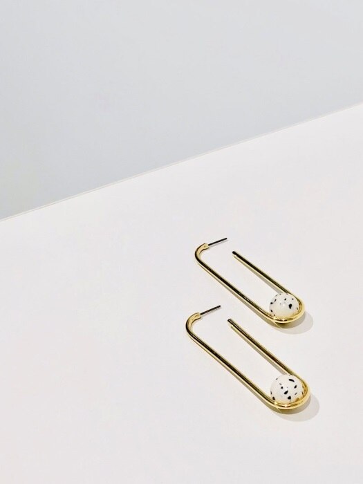 Gold Loop Earrings (White)