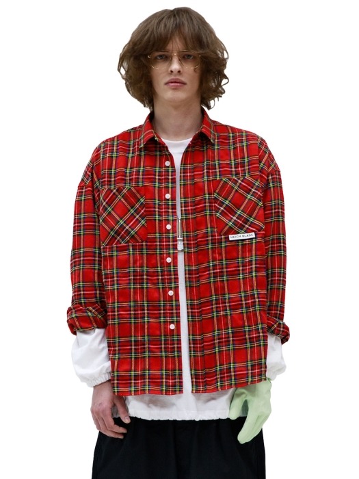 ANIMATION GRAPHIC CHECK SHIRTS(RED)