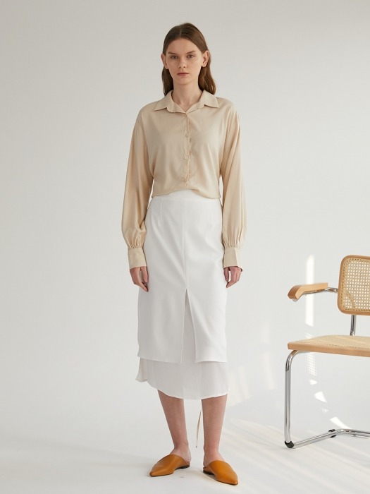 Slit Layred Skirt - White