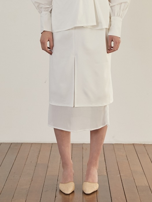 Slit Layred Skirt - White