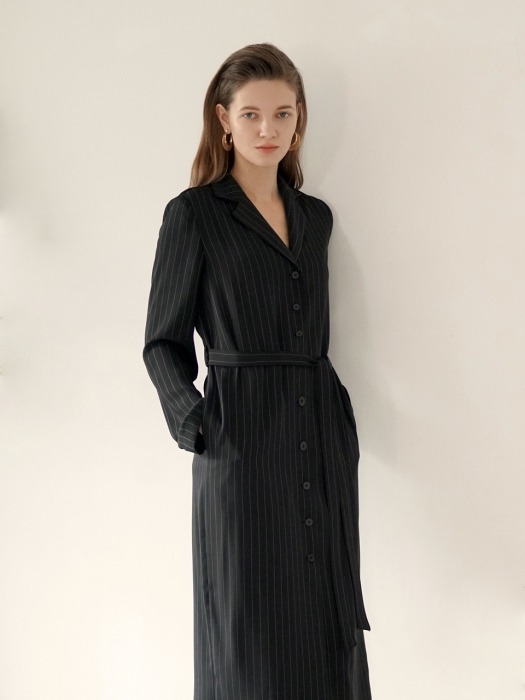 Coat Long One-Piece - Black Stripe