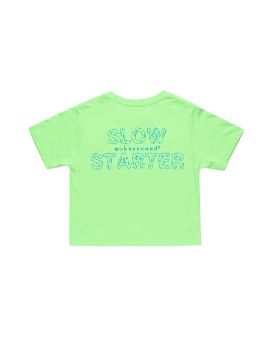 OUTLINE SLOW STARTER CROP SS T-SHIRT NEON GREEN