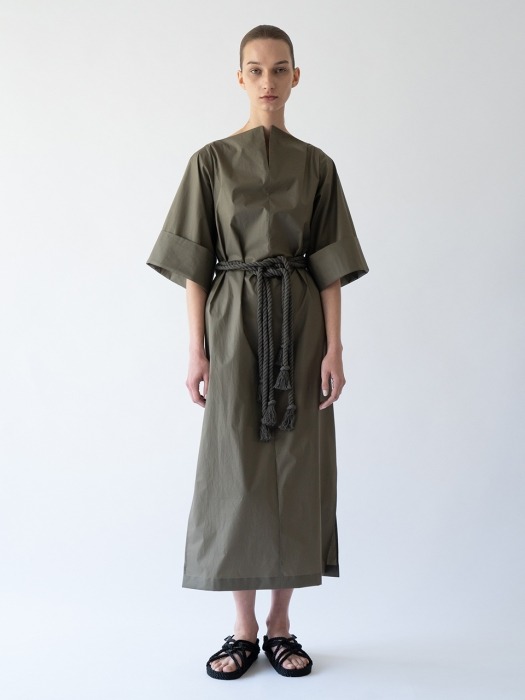 Structural  long Dress _khaki