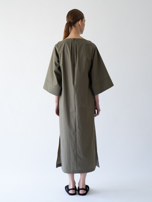Structural  long Dress _khaki