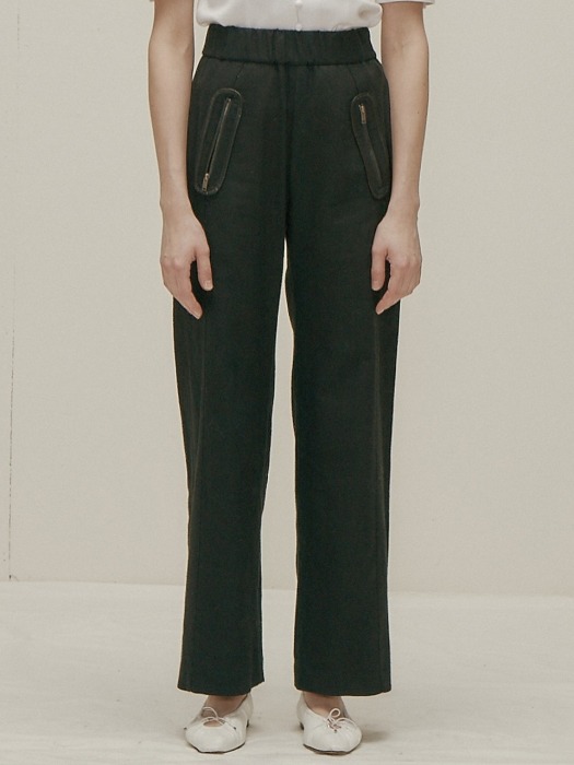 Round Pocket Trousers_Black