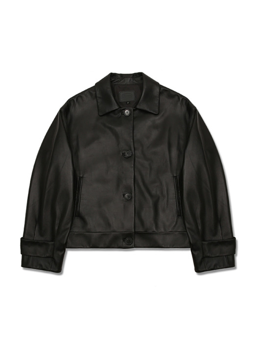 Lambskin Short Leather Jacket [Black]