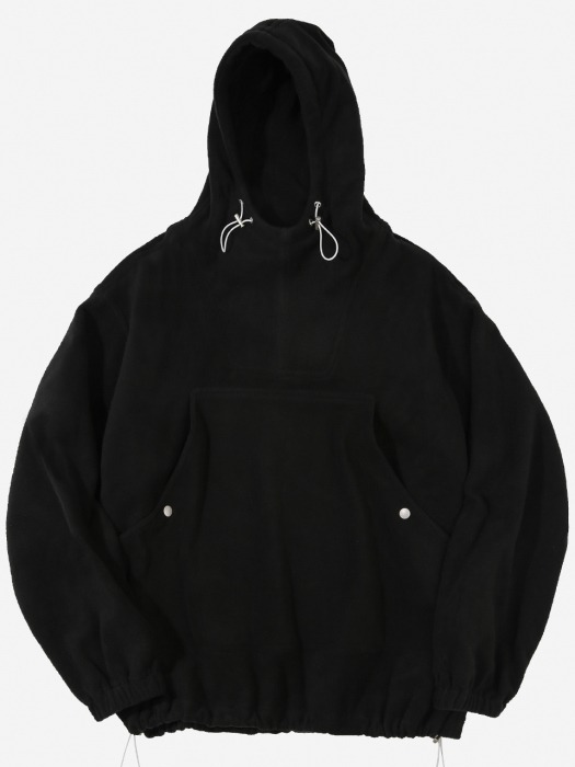 Fleece Over Size String Hoodie_Black