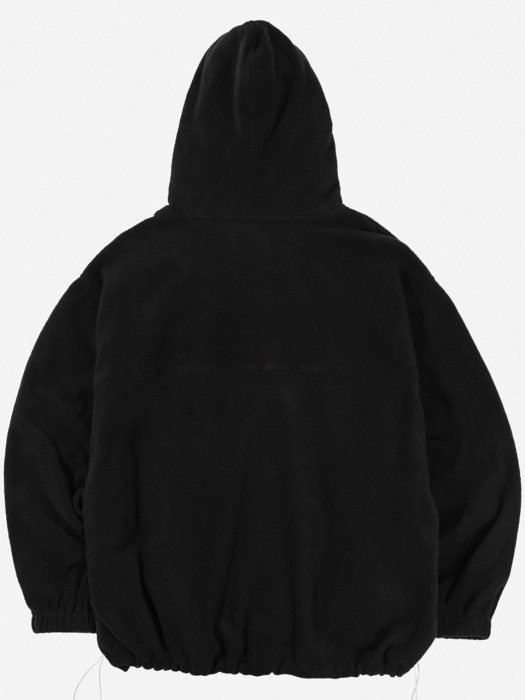 Fleece Over Size String Hoodie_Black