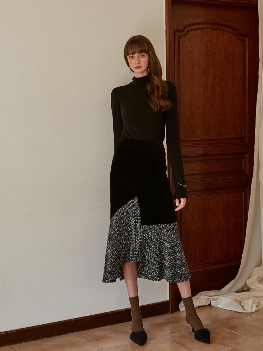 Tweed Flare Skirt, Black