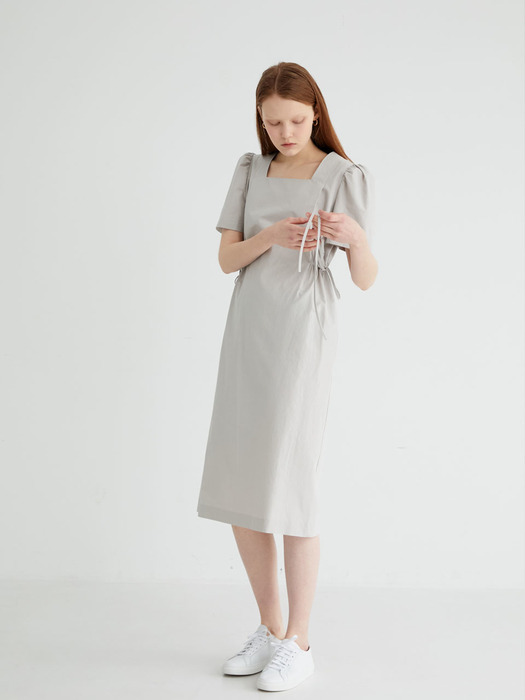 20 SPRING_Light Grey Cotton Eyelet Dress