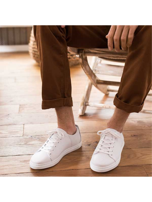 Mens Rene Perforated White Sneakers