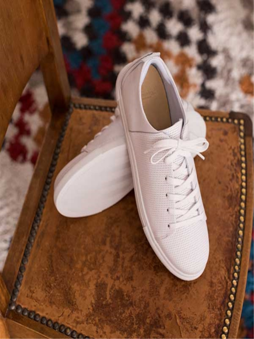 Mens Rene Perforated White Sneakers