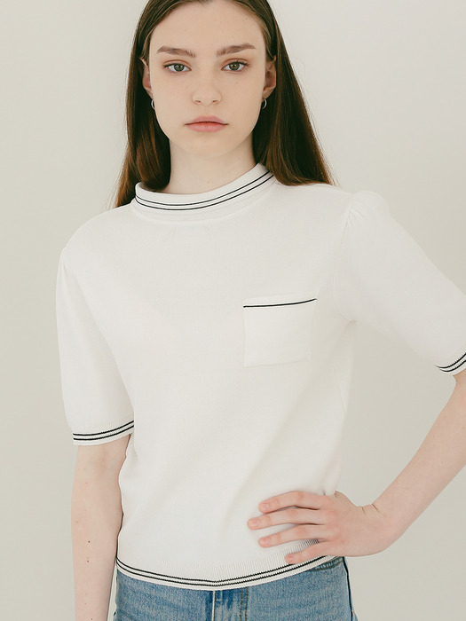 Reversible Collar Knit Top [Ivory]