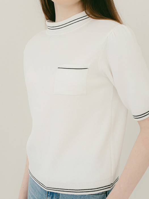 Reversible Collar Knit Top [Ivory]