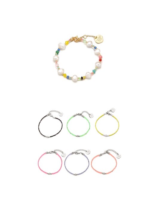 [SET]Pearl Crystal n Candy Beads Bracelet_6color