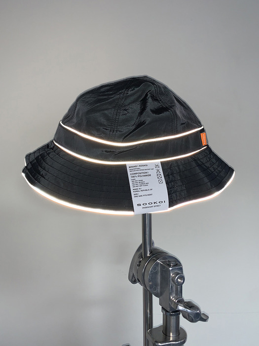 REFLECTIVE PIPING BUCKETHAT CHARCOAL