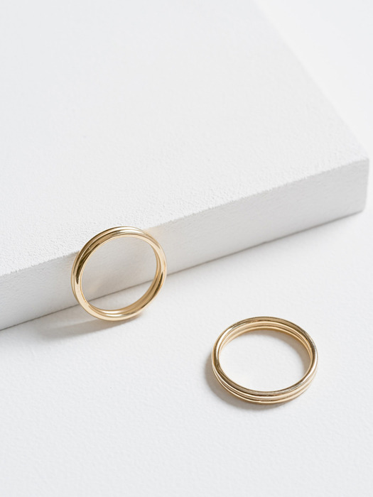 twin bold ring (14k gold)