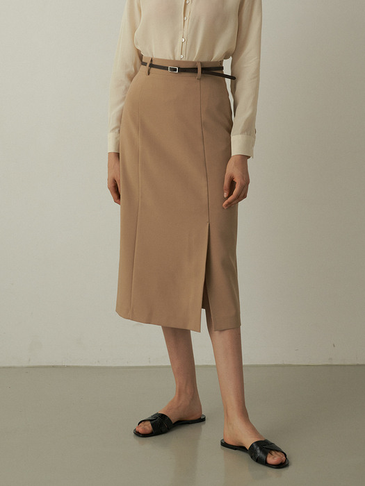 comos401 H-line basic skirt (beige)