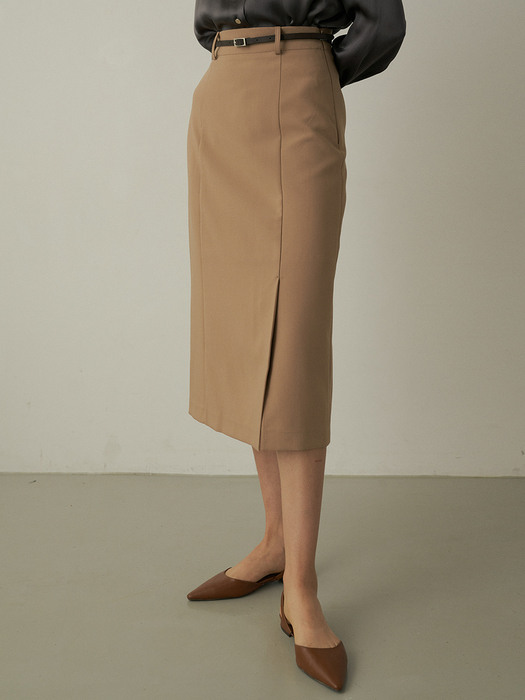 comos401 H-line basic skirt (beige)