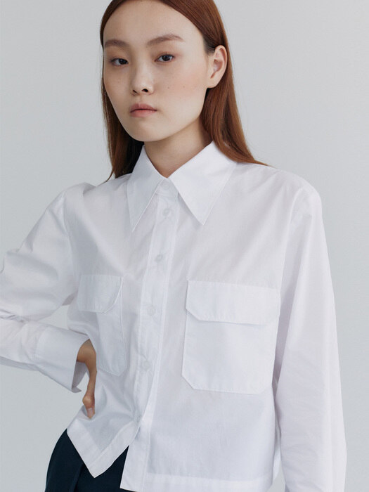 20AU POCKET CROP SHIRTS (WHITE)