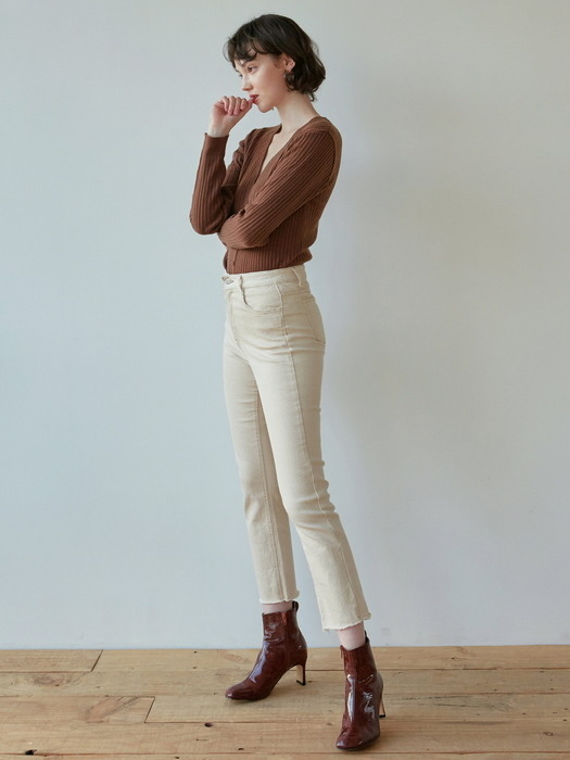 SEMI BOOTCUT ECRU PANTS_OATMEAL