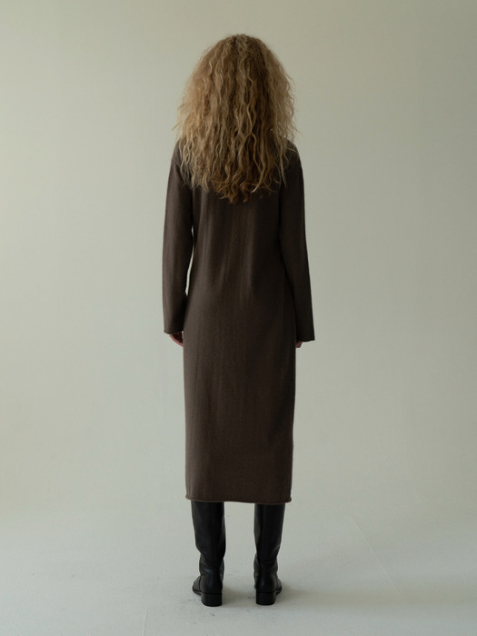 layered knit dress (steel brown)