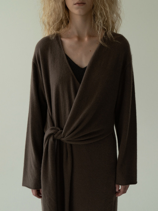layered knit dress (steel brown)