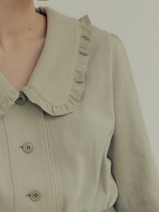 Roa Frill cotton blouse_ Light Olive