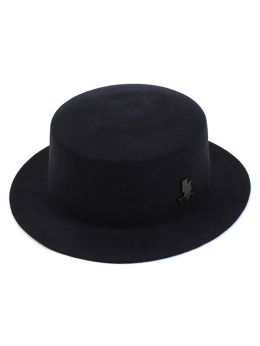 Navy Flat Short Wool Fedora 울페도라