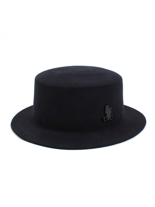 Navy Flat Short Wool Fedora 울페도라