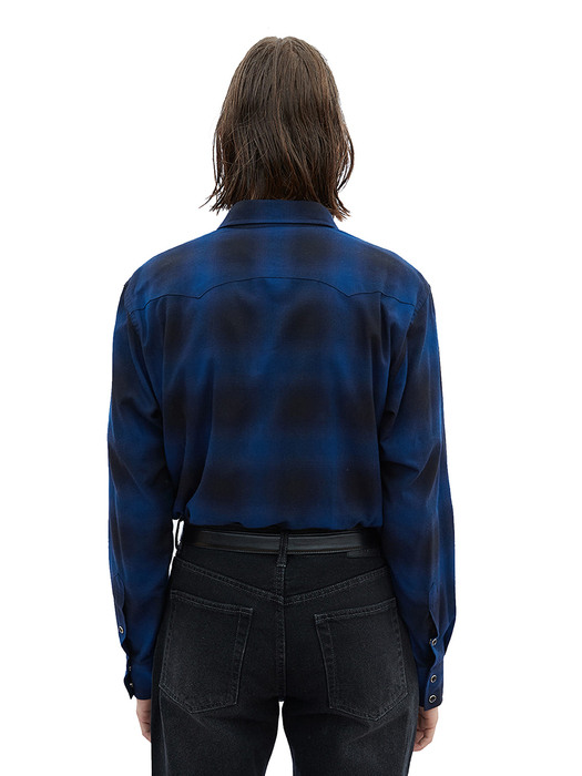 Tartan Check Western Shirts - Blue 