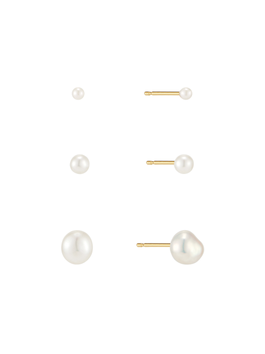 [Silver925][3SET] Natural Pearl Post Earring SET_SE0140