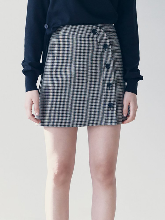 Front Button Mini Skirt  Brown (KE1127M03D)