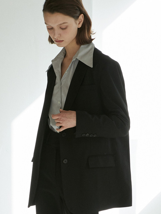 OU596 mannish single jacket (black)