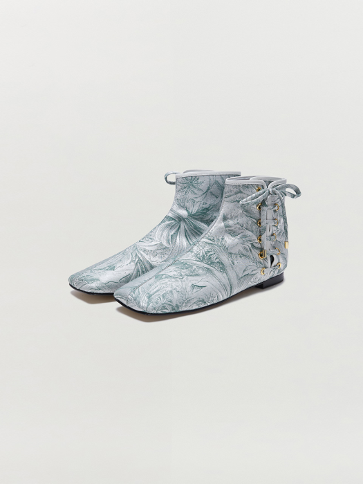 SADIE Lace-Up Ankle Boots - Khaki/Ivory