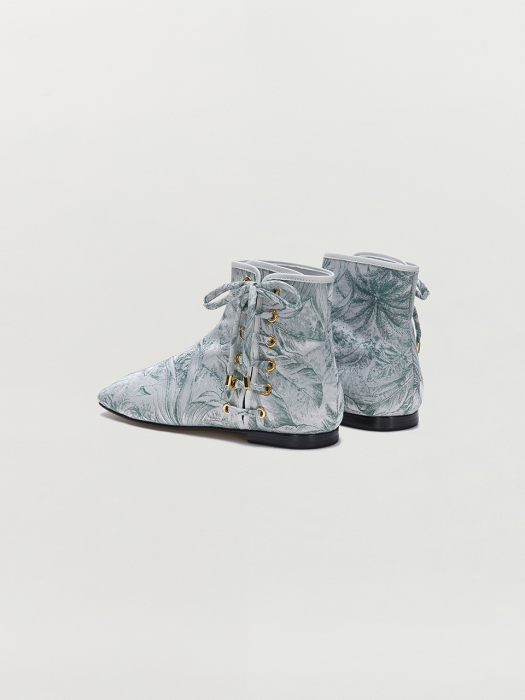 SADIE Lace-Up Ankle Boots - Khaki/Ivory