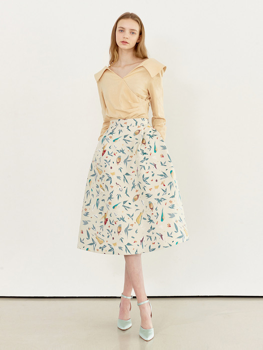 AUDREY Bell shaped skirt(Bird jacquard)