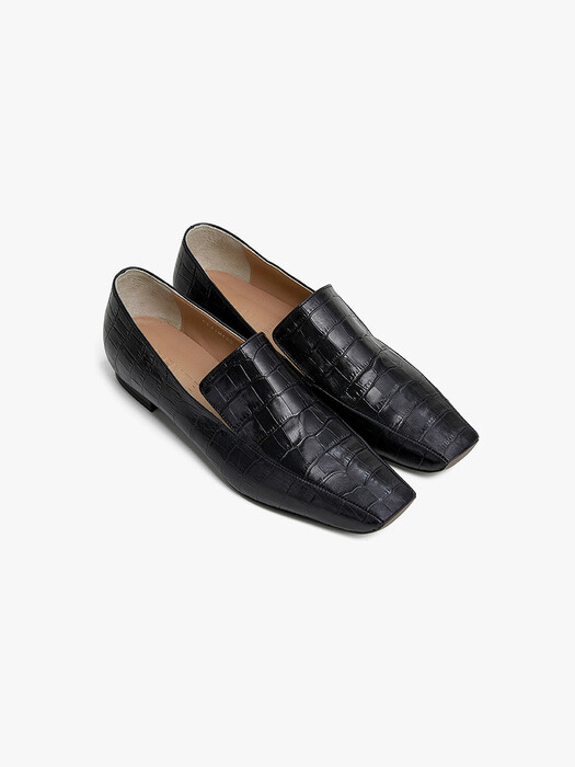 20mm Tilda Croc-Minimal Loafer (Black)